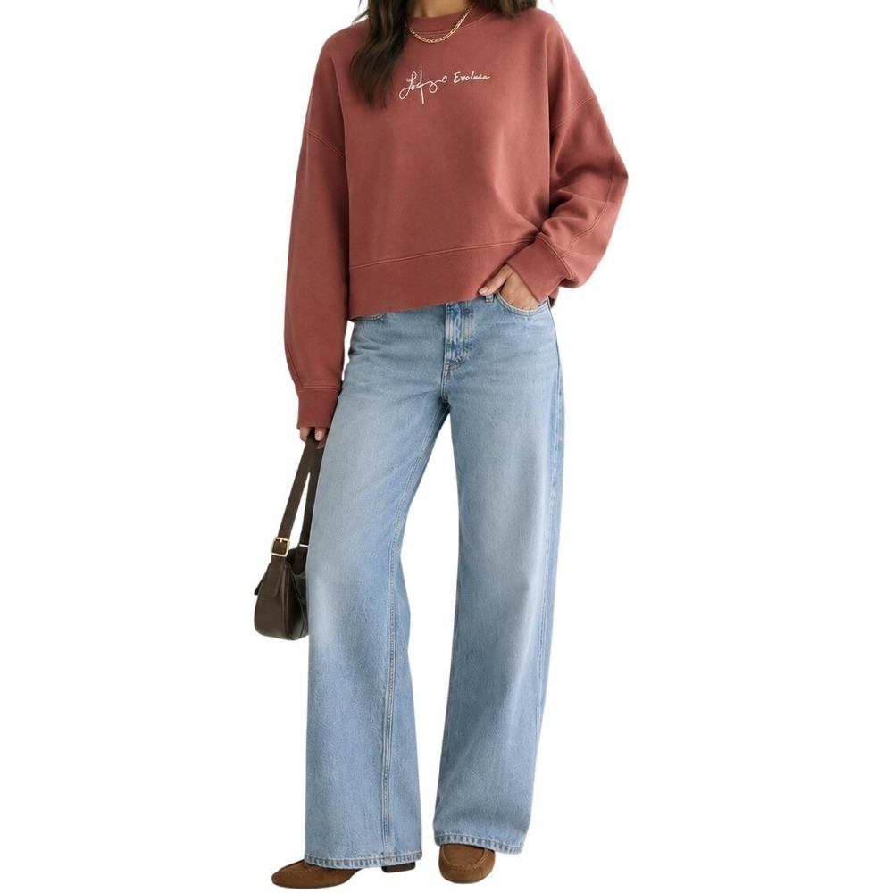 Everlane x Laufey Foundation Embroidered Cropped Sweatshirt Red Medium